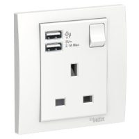 13A 1G SW SOCKET WITH 2.1A USB, WE
