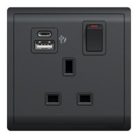 switched socket with usb charger pieno 21w type a+c 13 a